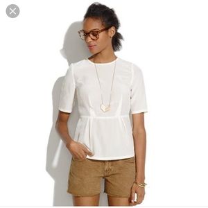 Blue silk peplum top